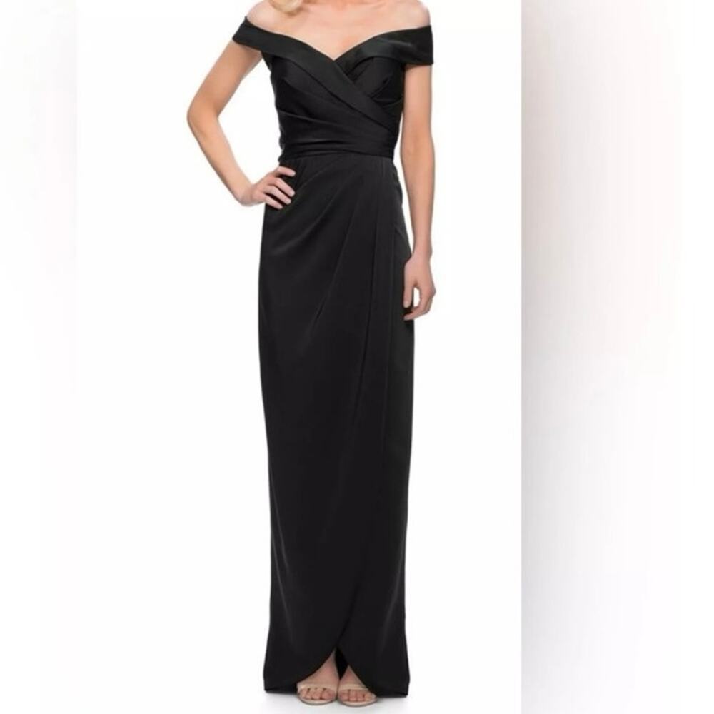 La Femme Navy Off the Shoulder Dress, Size 14, A61